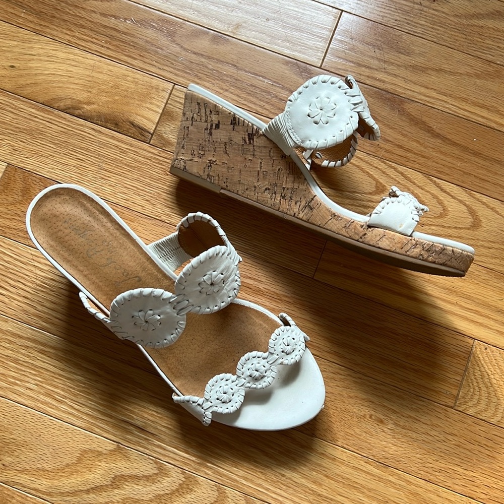 Jack Rogers White Cork Wedge Espadrille